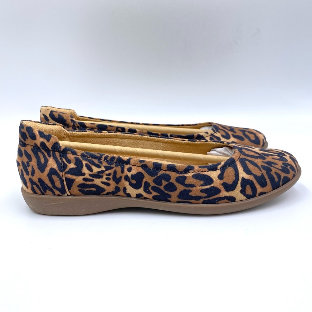 Naturalizer Womens Size 6 Flexy Animal Print‎ Leather Slip On Ballet Flats Shoes